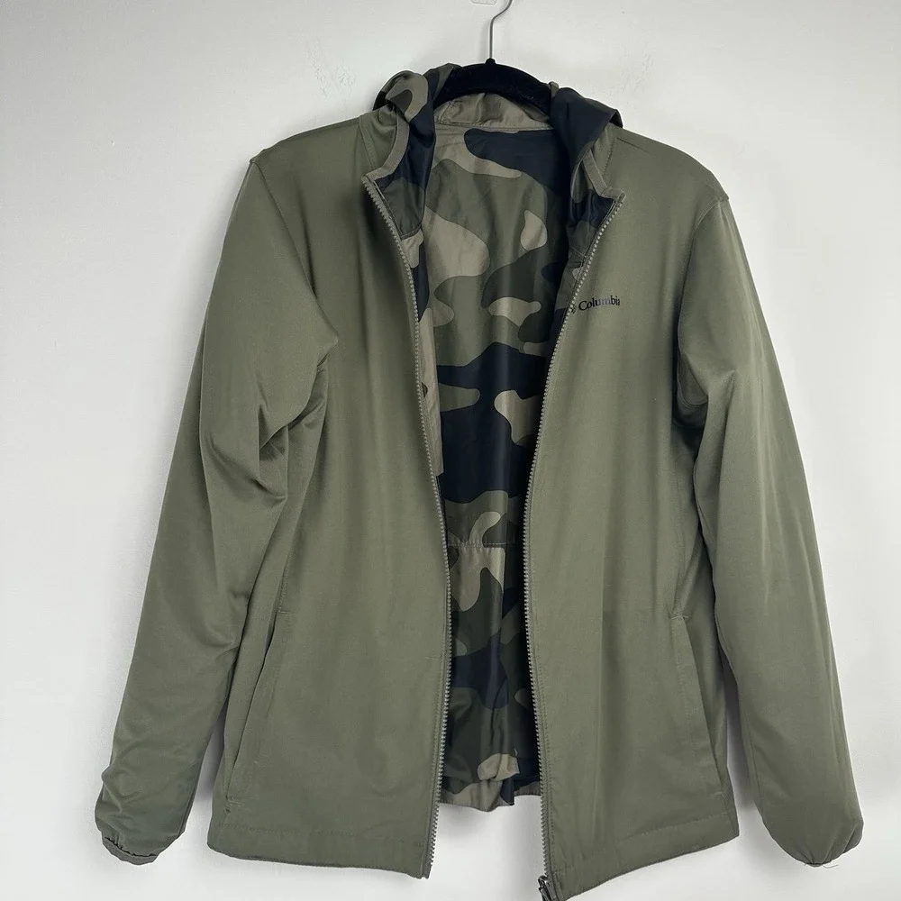 Columbia Kids Reversible Jacket‎ Size Large Green Camo Outdoors
